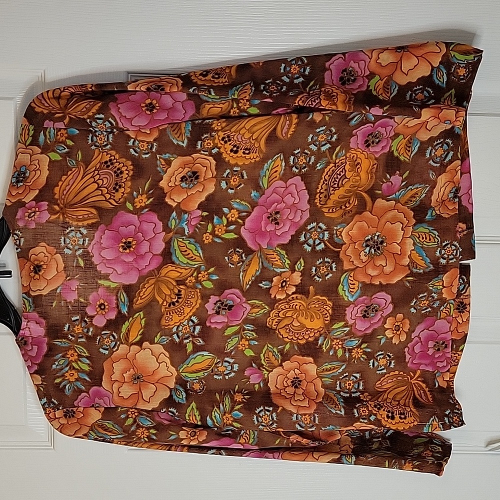 Crazy Horse Blouse New Floral Small Brown Orange Pink Green Blue - Picture 5 of 5